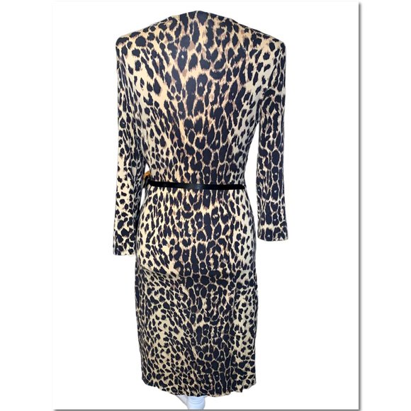Express Long Sleeve Leopard Print Wrap Dress Size Small Vintage EUC - Picture 4 of 8